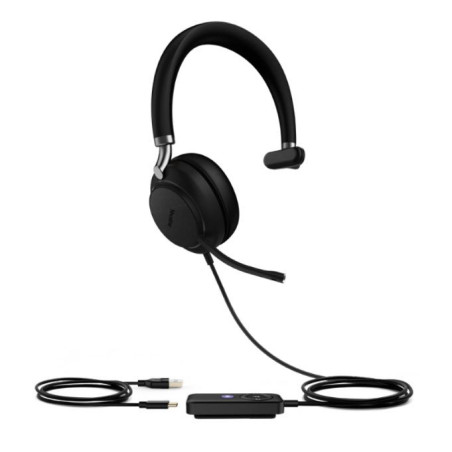 Yealink UH38 Mono Mode USB and Bluetooth Headset, USB-A,Teams Call Controller with Built-In Battery Dual Noise-Canceling Mics
