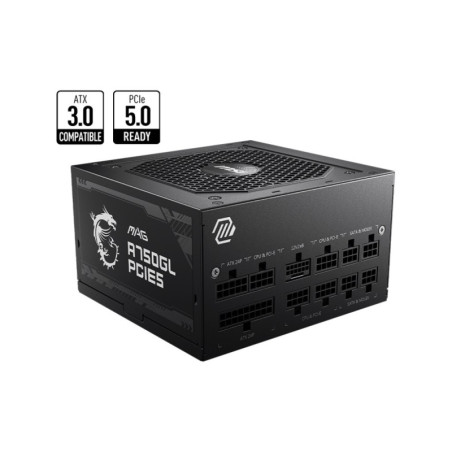 MSI MAG A750GL PCIE5 750W Up to 90% (80 Plus Gold) ATX Power Supply Unit, PFC, 100~240 VAC, 750W, 47-63Hz, PCI-E, SATA, FDD