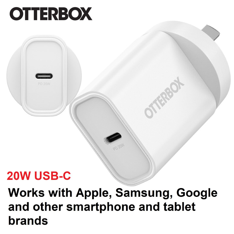 OtterBox 20W USB-C (Type I) PD Fast Wall Charger - White (78-81352), Compact, Drop Tested,Safe & Smart Charging,Best for Appl