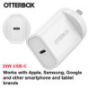 OtterBox 20W USB-C (Type I) PD Fast Wall Charger - White (78-81352), Compact, Drop Tested,Safe & Smart Charging,Best for Appl