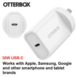 OtterBox 30W USB-C (Type I) PD Fast Wall Charger - White (78-81353), Compact, Drop Tested,Safe & Smart Charging,Best for Appl