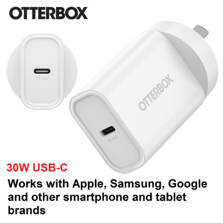OtterBox 30W USB-C (Type I) PD Fast Wall Charger - White (78-81353), Compact, Drop Tested,Safe & Smart Charging,Best for Appl