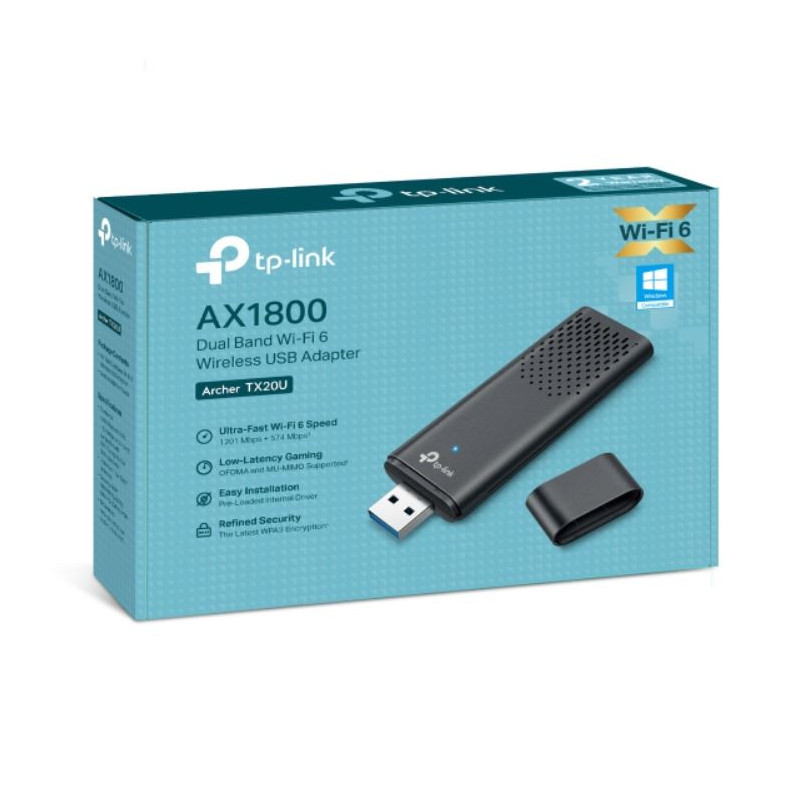 TP-Link Archer TX20U AX1800 Dual Band Wi-Fi 6 Wireless USB Adapter, 1201 Mbps at 5 GHz   574 Mbps at 2.4 GHz, MU-MIMO, OFDMA,