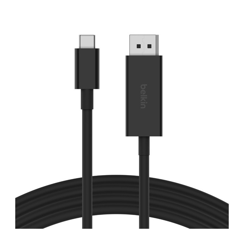 Belkin Connect USB-C to DisplayPort 1.4 Cable (2M) - Black (AVC014BT2MBK), 32.4 Gbps Bandwidth, Supports 8K@60Hz & 4K@144Hz, 