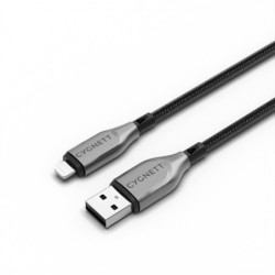 Cygnett Armoured Braided Lightning to USB-A (2.0) (0.5M) Cable - Black (CY4657PCCAL), 2.5A/12W, 480Mbps, Turbo Charge, Apple 