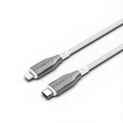 Cygnett Armoured Lightning to USB-C (2.0) Cable (1M) -White(CY4668PCCCL),30W,Braided, 480Mbps Transfer, Fast Charge iPhone/iP