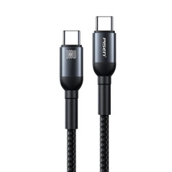Pisen Braided USB-C to USB-C 100W PD Fast Charge Cable (1M) Black - Bend-Resistant, Samsung Galaxy,Apple iPhone,iPad,MacBook,