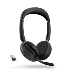 Jabra Evolve2 65 Flex MS Stereo Bluetooth Headset, Link380a USB-A Dongle, Foldable Design, 2Yr Warranty, 20 hours battery lif