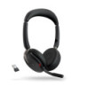 Jabra Evolve2 65 Flex MS Stereo Bluetooth Headset, Link380a USB-A Dongle, Foldable Design, 2Yr Warranty, 20 hours battery lif