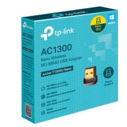 TP-Link Archer T1300U Nano AC1300 Nano Wireless MU-MIMO USB Adapter,  1201 Mbps at 5 GHz   574 Mbps at 2.4 GHz, 5G NR 4.67Gbp
