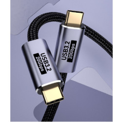 USP BoostUp Cafule Braided USB-C to USB-C (3.2 Gen 2x2) Charge & Video Cable (1M) - Black, 5A/100W PD, 20Gbps, 8K/60Hz, 2 Yea