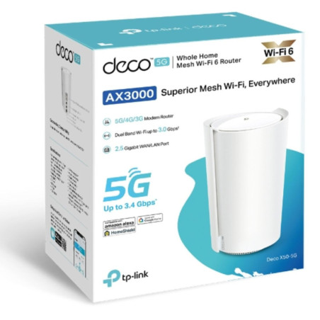 TP-Link Deco X50-5G(1-pack) 5G AX3000 Whole Home Mesh WiFi 6 Gateway, 574 Mbps at 2.4 GHz   2402 Mbps at 5 GHz, 5G 3.4Gbps/90