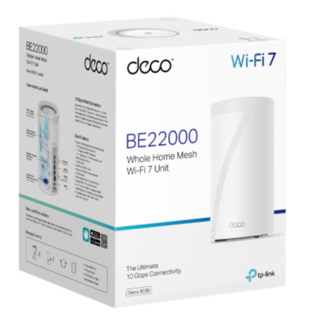 TP-Link Deco BE85(1-pack) BE22000 Tri-Band Whole Home Mesh Wi-Fi 7 System (WIFI7), 1376 Mbps at 2.4 GHz   8640 Mbps at 5 GHz 