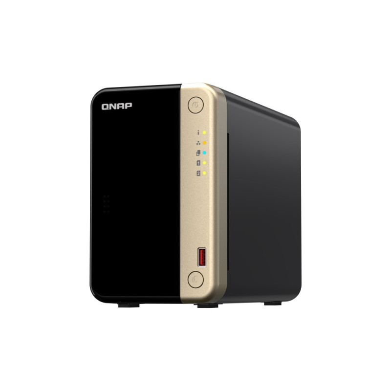 QNAP TS-264-8G 2 Bay desktop NAS 8 GB DDR4 onboard not expandable 2 x 3.5'/2.5' SATA 6Gb/s drive bays 2 x M.2 2280 PCIe Gen 3