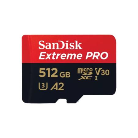 SanDisk Extreme® PRO microSDXC™ UHS-I CARD 512GB  Write speeds of up to 140MB/S  Great for capturing 4K UHD video  Lifetim