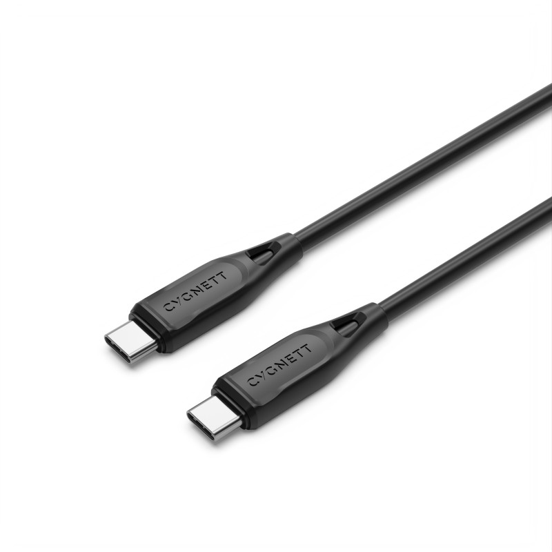 Cygnett Essentials USB-C to USB-C (2.0) Cable (2M) - Black (CY4693PCTYC), 3A/60W, 480Mbps, Turbo Charge, Best for Laptop, 2 Y