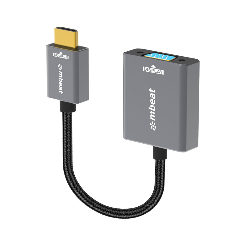 mbeat® Tough Link HDMI to VGA Adapter  HDMI Support Version: 2.1  Cable Length: 15cm  Up to 1080p@60Hz (1920×1080).Package 