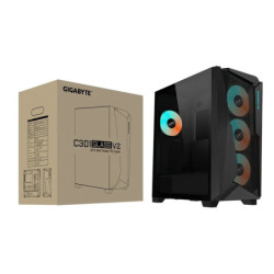 (LS) Gigabyte C301V2 RGB Tempered Glass E-ATX Black Mid Tower Gaming Chassis  2x3.5' 2x2.5' 2xUSB3.0 Detachable Dust Filter L