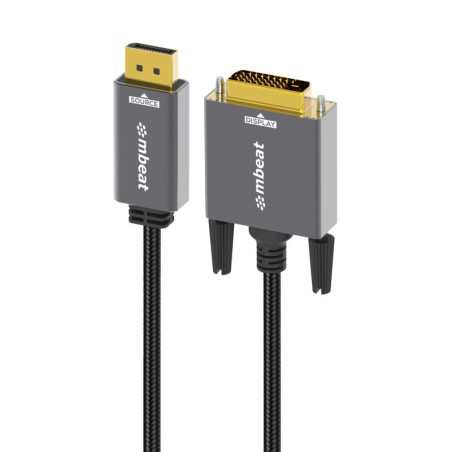 mbeat® Tough Link 1.8m DisplayPort to DVI-D Cable Effortless plug and play Resolutions up to 1080p/60Hz (1920×1080) Package