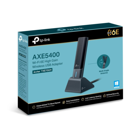 TP-Link Archer TXE70UH AXE5400 Wi-Fi 6E High Gain Wireless USB Adapter, WiFi 6E, Speeds up to 2402Mbps@6GHz, 2402Mbps@5GHz, 5