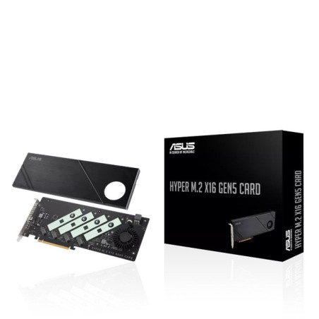ASUS HYPER M.2 X16 GEN5 CARD (PCIe 5.0/4.0) Supports up to four NVMe M.2 (2242/2260/2280/22110) devices at up to 512 Gbps for