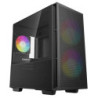 DeepCool CH360 Black Micro ATX Case, Tempered Glass Window, 1x USB 3.0, 1x USB-C, HD Audio, 2x 140mm ARGB and 1x 120mm ARGB P