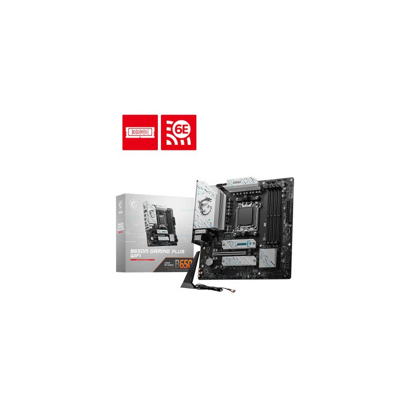MSI B650M GAMING PLUS WIF AMD AM5 mATX Motherboard, 4x DDR5, 1x PCI-E x16, 2x PCI-E x1, 2x M.2, 4x SATA,  2x USB 3.2,  4x USB