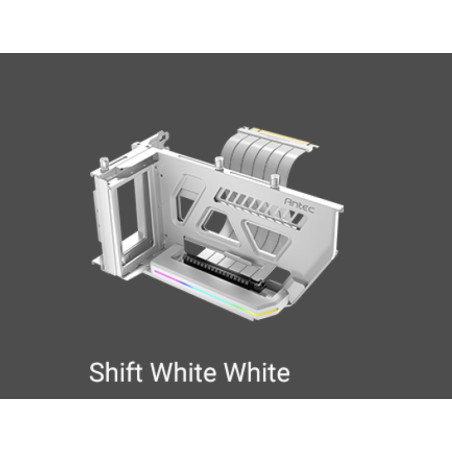 Antec RGB Adjustable Shift PCI Vertical GPU Bracket PCI-E 4.0 Riser Cable white (190mm) for 4090 & 7900 XTX Cards. E-ATX, ATX