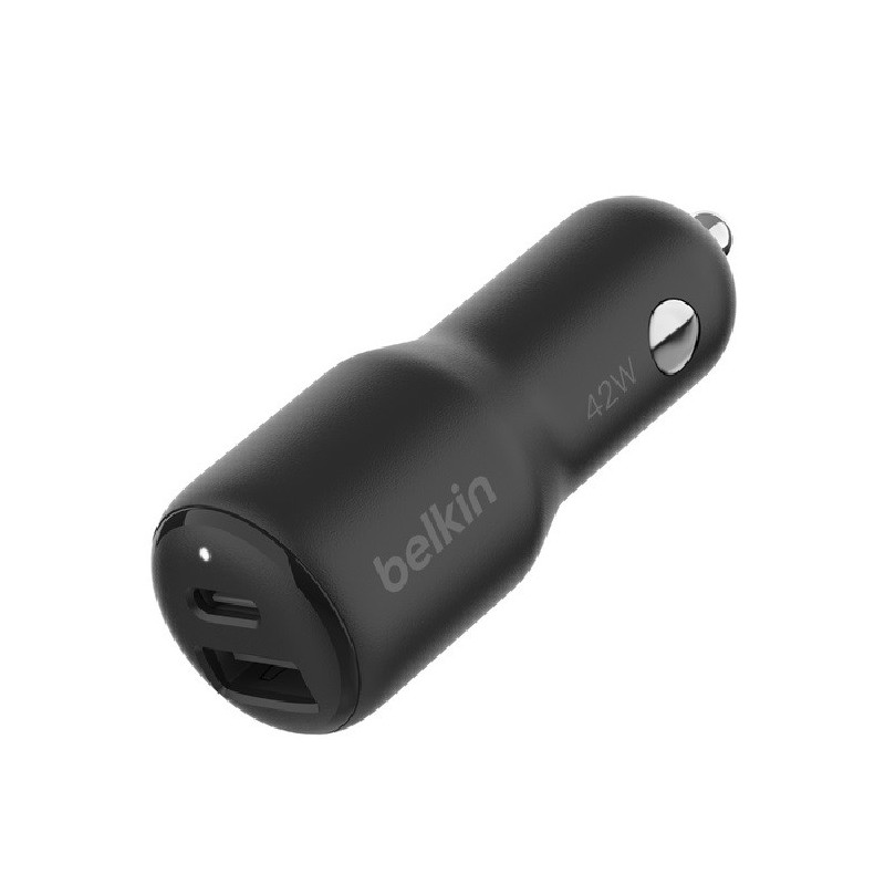 Belkin BoostCharge 42W Dual Car Charger - Black (CCB005BTBK), 1xUSB-C (30W), 1xUSB-A (12W), PPS, Apple iPhone, CEW $2,500, 2 
