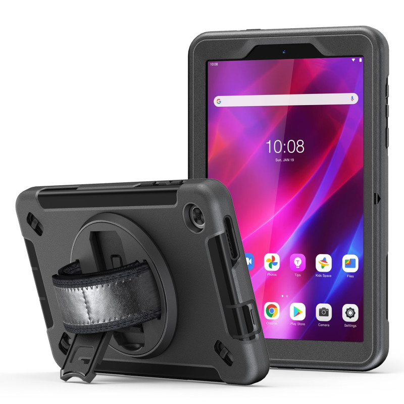 USP Rugged Lenovo Tab M8 (4th Gen) (8') (TB-300) Case Black - Built-in-Kickstand & Screen Protector, Hand & Shoulder Strap,Dr