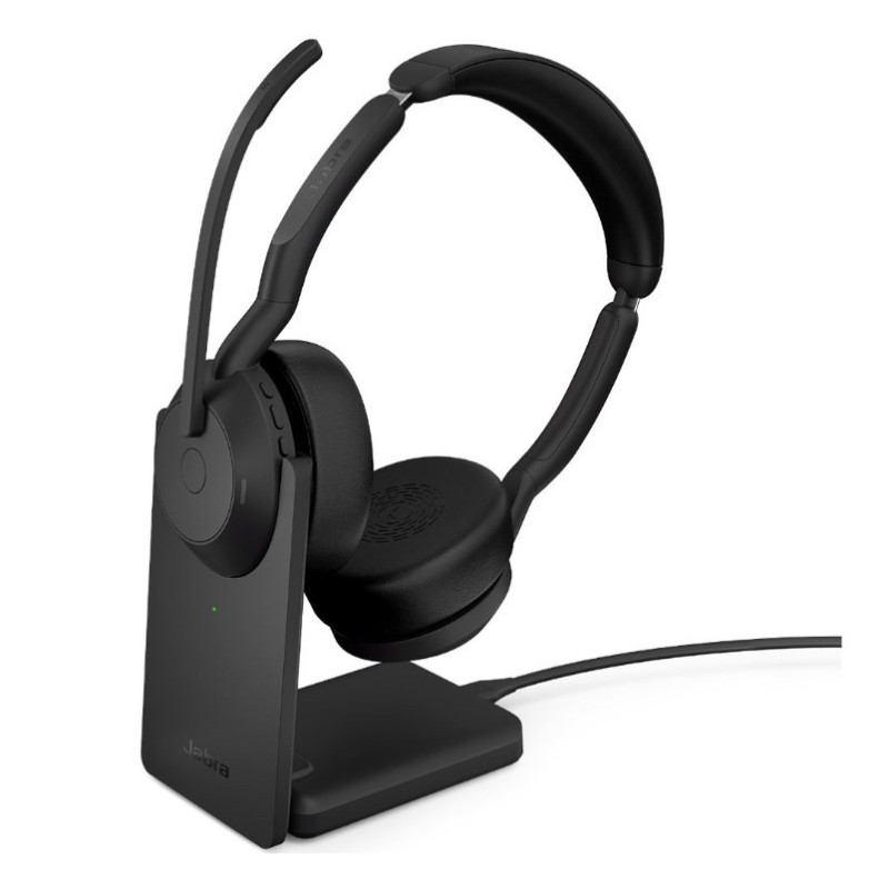 Jabra  Evolve2 55 Link380a UC Stereo Stand USB-A, Link 380 Bluetooth® Adapter ,30m Wireless Range, 18 Hours Battery Life, AN