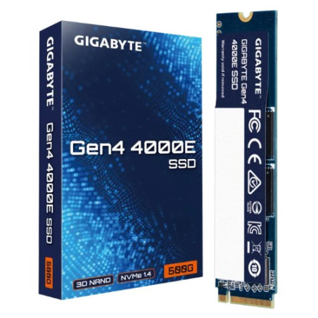 GIGABYTE Gen4 4000E 500GB NVMe PCIe 4.0 x4 M.2 2280 SSD, 3600MB/s Read, 3000MB/s Write, 1.5M Hours MTBF, 3-Year Warranty