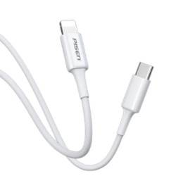 Pisen Mr White Lightning to USB-C PD Fast Charge Cable (1M) White - Support Charge 3A, Stretch-Resistant, Reinforced,Durable,