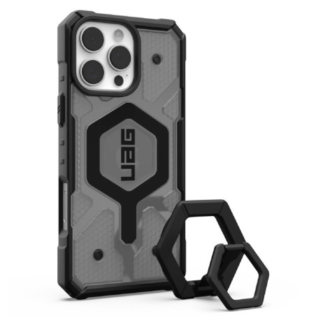 UAG Pathfinder Clear MagSafe Apple iPhone 16 Pro Max (6.9') Rugged Case   Black Ring Stand- Ash(1144651BV02), 10 Years Warran