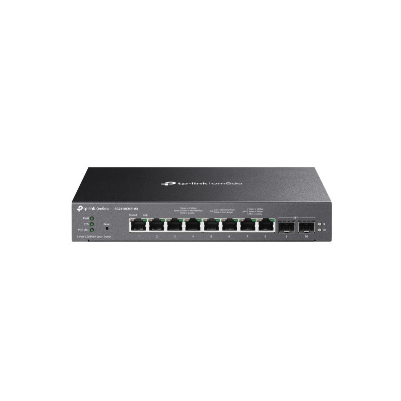 TP-Link SG2210XMP-M2 Omada 8-Port 2.5GBASE-T and 2-Port 10GE SFP  Smart Switch with 8-Port PoE , Integration with Omada SDN C