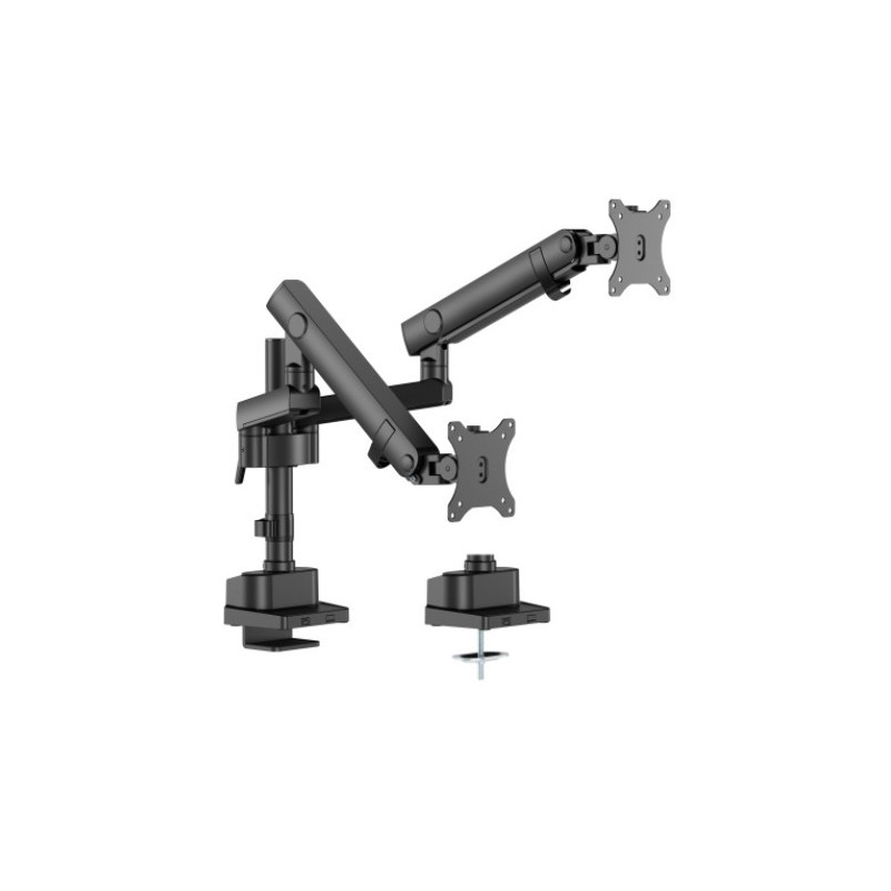 Brateck LDT84-C024P-B Dual Screen Pole-Mounted Heavy-Duty Mechanical Spring Monitor Arm Black
