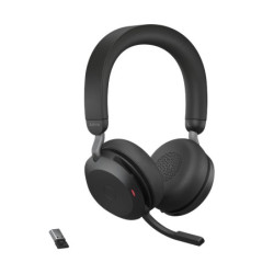 Jabra Evolve2 75 USB-C Link380a UC Stereo Black, 8-Mic Technology, 36 Hours Battery & Fast Charge, Dual-Foam Tech, Discreet H