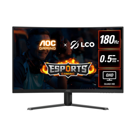 AOC 31.5' QHD Curved Monitor (CQ32G4E) – 180Hz VA, 0.5ms MPRT, 1500R curve, 121% sRGB, DP 1.4, HDMI 2.0, Delta E[2, tilt ad