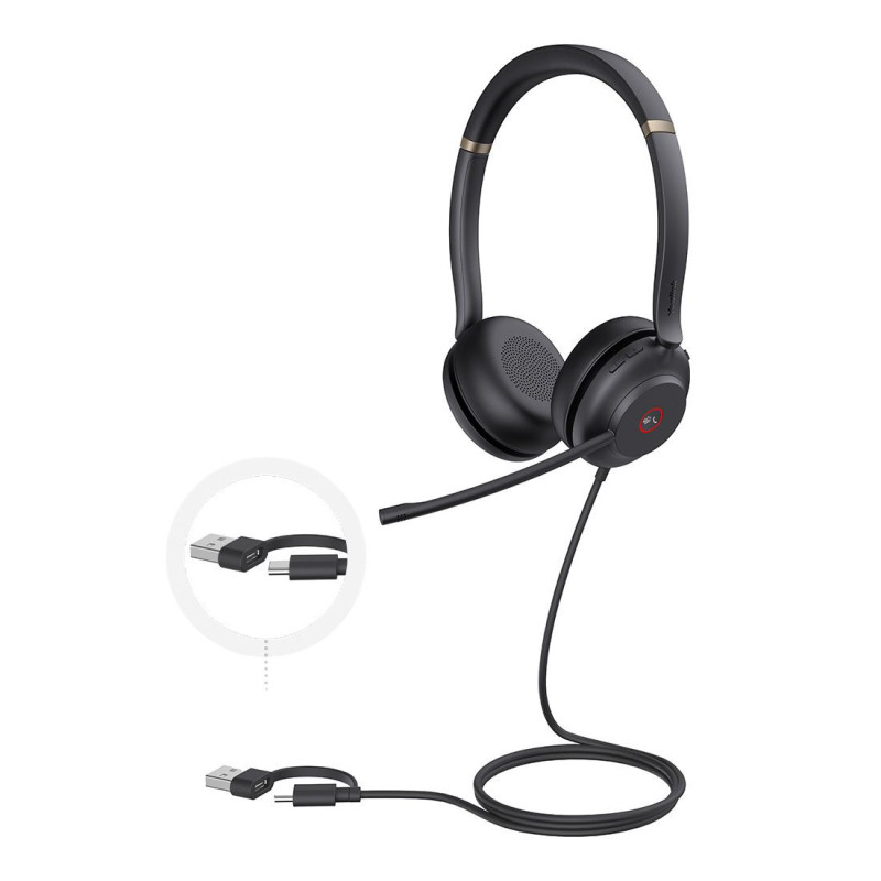 Yealink UH37 Dual MicrosoftTeams Certified USB Wired Headset USB-C/A PROFESSIONAL USB HEADSET Dual Noise-Cancelling, USB-C to