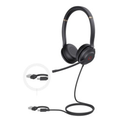 Yealink UH37 Dual USB-C/A USB Wired Headset, UC Dual, USB-C/A, 35mm Speakers, Stereo, HD Audio, 2Mic Noise Killer, Microsoft 