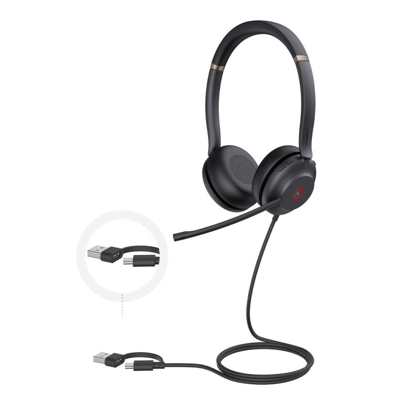 Yealink UH37 Dual USB-C/A USB Wired Headset, UC Dual, USB-C/A, 35mm Speakers, Stereo, HD Audio, 2Mic Noise Killer, Microsoft 