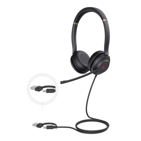 Yealink UH37 Dual USB-C/A USB Wired Headset, UC Dual, USB-C/A, 35mm Speakers, Stereo, HD Audio, 2Mic Noise Killer, Microsoft 