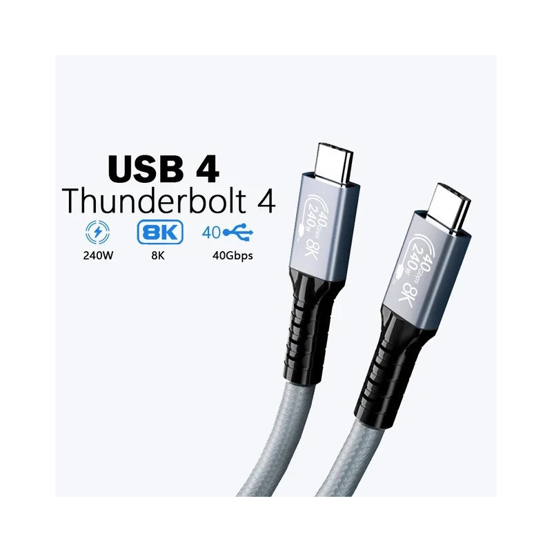 USP BoostUp Thunderbolt 4 USB-C to USB-C Cable (1M) Black - USB4 - 40Gbps,240W, 8K (60Hz)/4K (144Hz), Fast Charge, 2 Years Wa