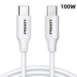 Pisen USB-C to USB-C 100W PD Cable (1M) White - Premium Quality, Fast Charge, 480Mbps, Durable,Samsung Galaxy,Apple iPhone,iP