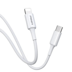 Pisen Mr White Lightning to USB-C PD Fast Charge Cable (2M) White - 3A, Support Data Sync, Durable, Easy to insert, Apple iPh