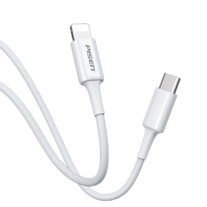 Pisen Mr White Lightning to USB-C PD Fast Charge Cable (2M) White - 3A, Support Data Sync, Durable, Easy to insert, Apple iPh