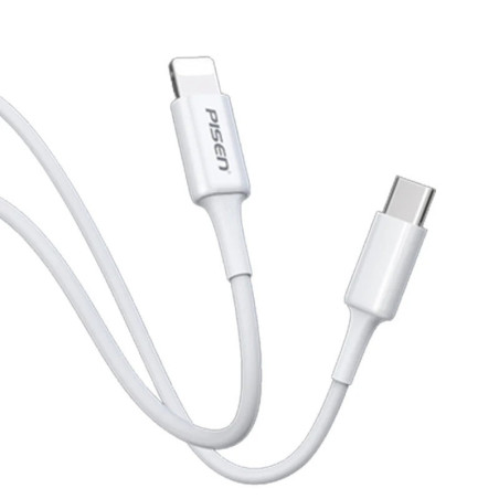 Pisen Mr White Lightning to USB-C PD Fast Charge Cable (2M) White - 3A, Support Data Sync, Durable, Easy to insert, Apple iPh