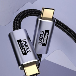 USP BoostUp Cafule Braided USB-C to USB-C (3.2 Gen 2x2) Charge & Video Cable (2M) - Black, 5A/100W PD, 20Gbps, 8K/60Hz, 2 Yea