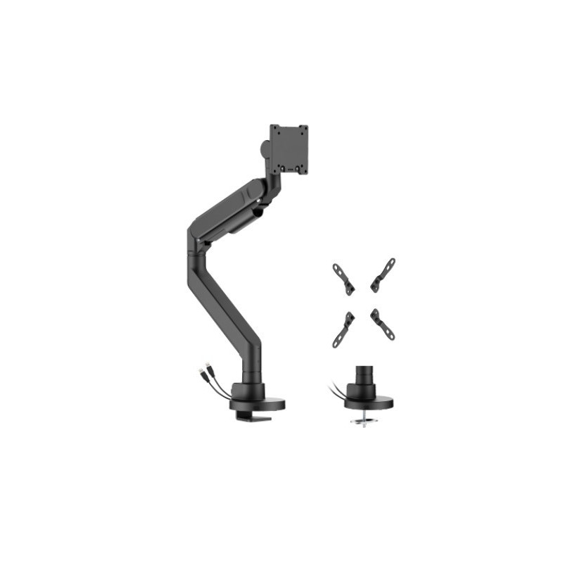 Brateck LDT92-C012UC-B Future-Proof Heavy-Duty Gas Spring Monitor Arm with USB Port (LS)