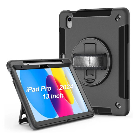 USP Rugged Apple iPad Pro (13') (M5/M4) (8th/7th Gen) Case Black - Built-in-Kickstand, Hand & Shoulder Strap, DropProof, 3 Ye